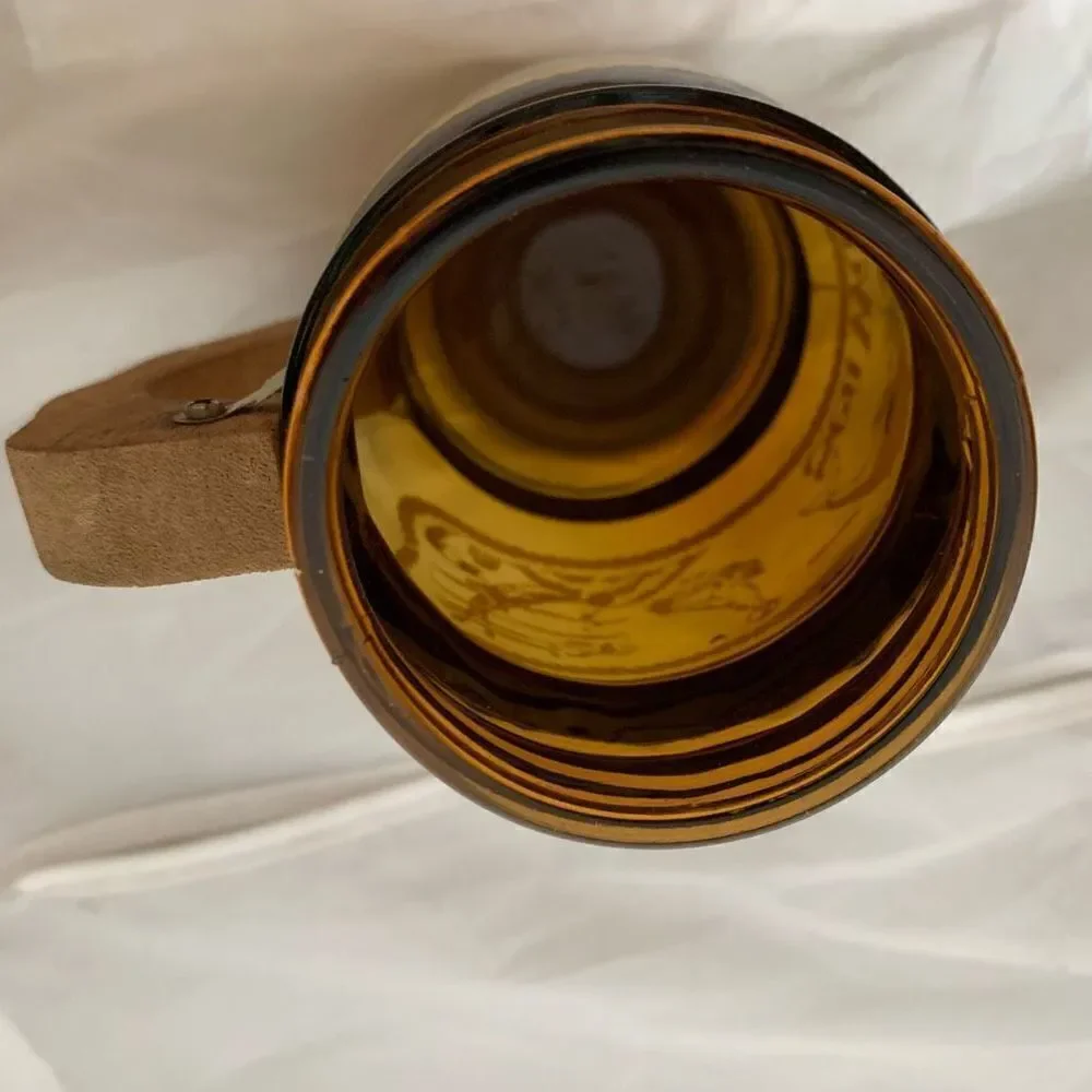 Vintage 1980 Sea World Souvenir Brown Glass Mug Wood Handle